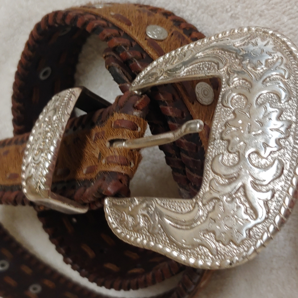 Horse hair, and leather western Cowgirl belt... Beautiful!!!!  Top quality - Picture 2 of 13